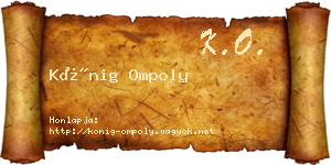 Kőnig Ompoly névjegykártya